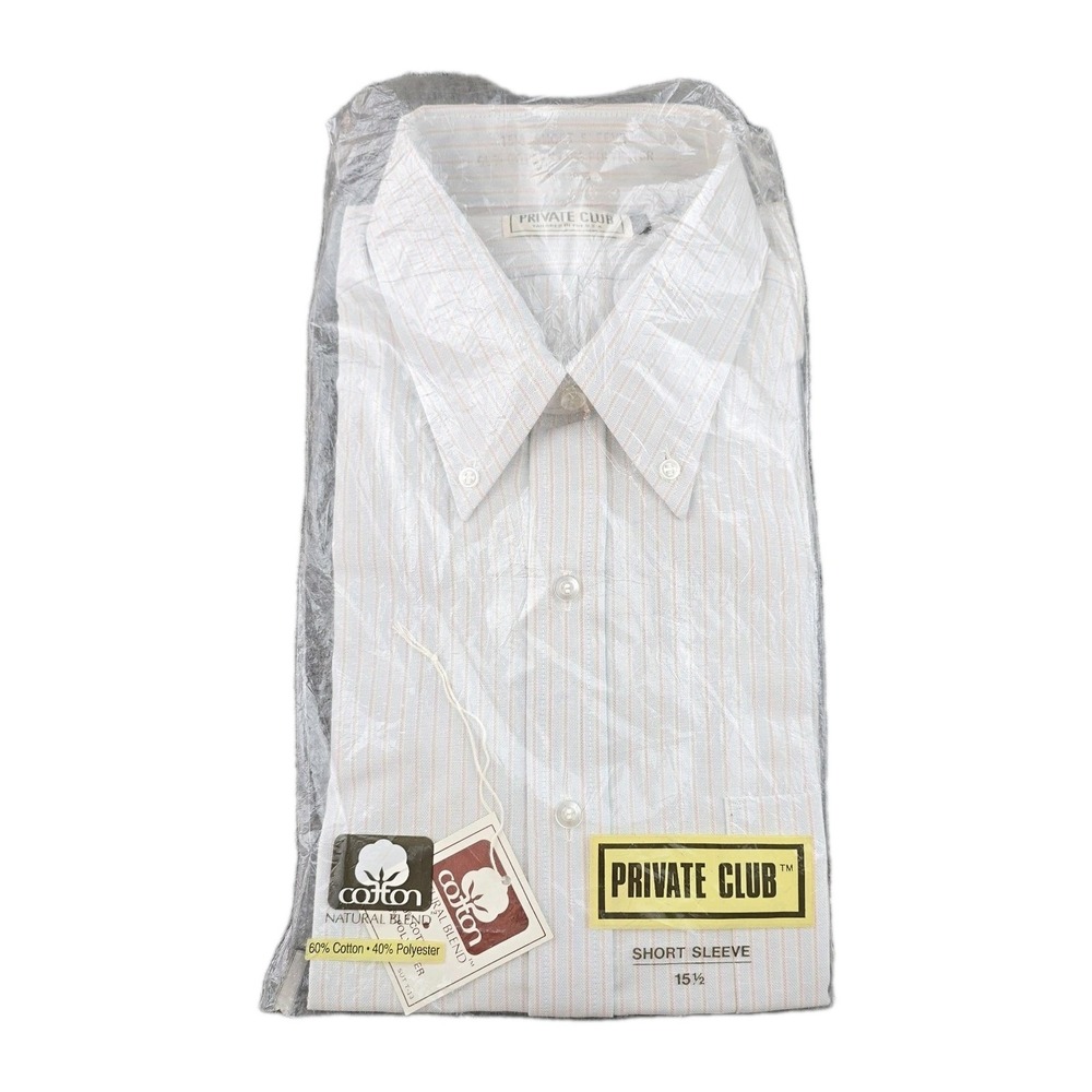 Private Club Men's Dress Shirt 15 ½ Deadstock Mens Medium USA '80s/'90s NOS Vtg.